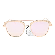 Sunglasses Fashion UV400 Protection Women Gold Metal Frame Pink Lens