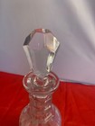 cut glass decanter bell-shaped body with starburst etching bottom faceted topper — photo 2