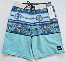 O'Neill Big Boys 25 Waist Board Shorts Hyperfreak Heat Print At The Knee Blue