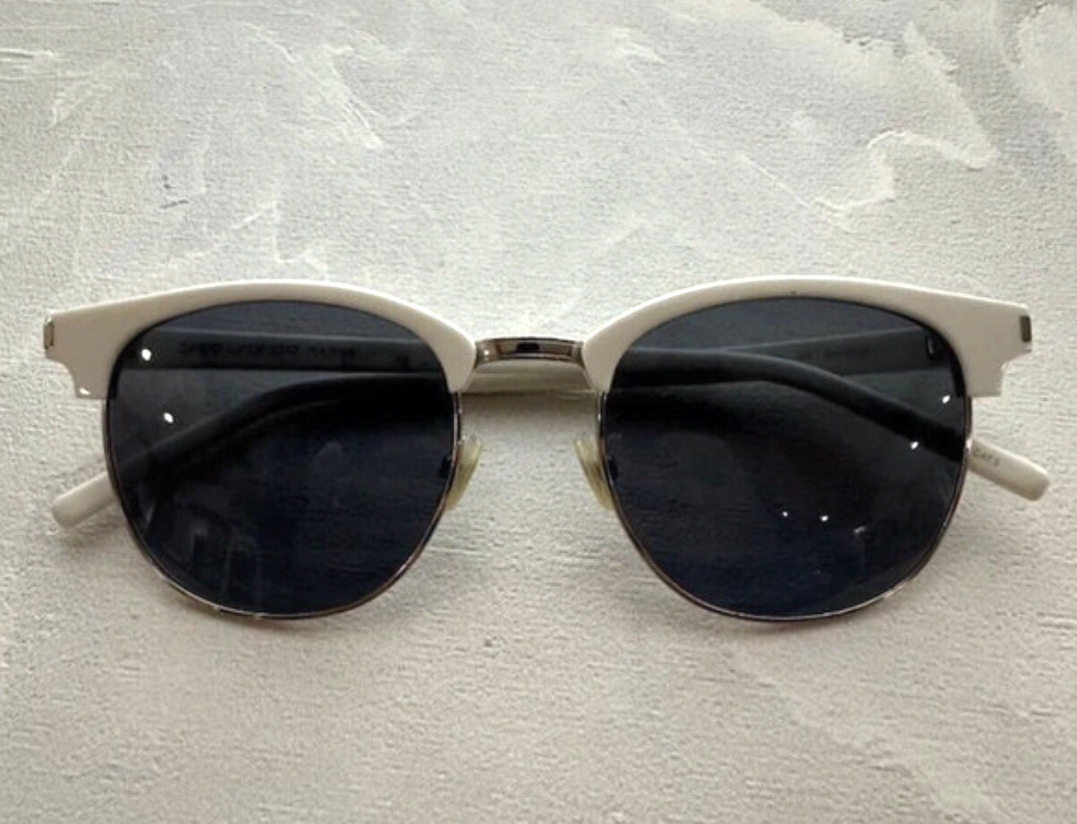 SAINT LAURENT WHITE SILVER SURF SUNGLASSES HEDI SLIMANE