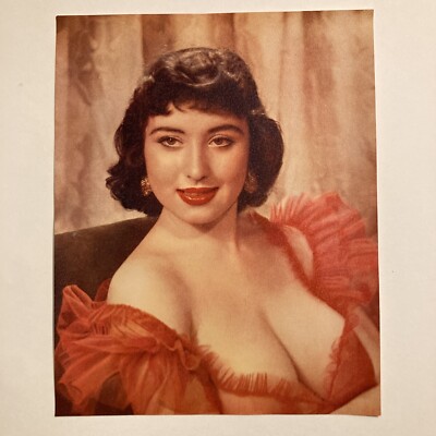 Vintage Risque Erotic Pin Up Photo Print 1960s Brunette Busty Dekolleté Essex