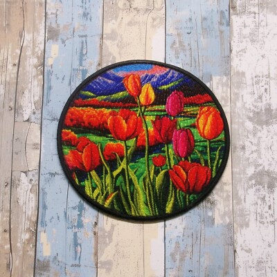 Tulip Patch Iron-on Applique Decorative Nature Badge Flower Bloom Gardening Rose