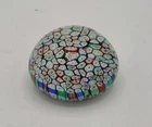 Vtg Murano Millefiori Art Glass Paperweight Small Caning Italy 2.5"