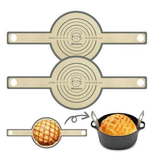 2Pcs Silicone Bread Sling - Easy Clean & Non-Stick Bread Mat for Dutch Oven New