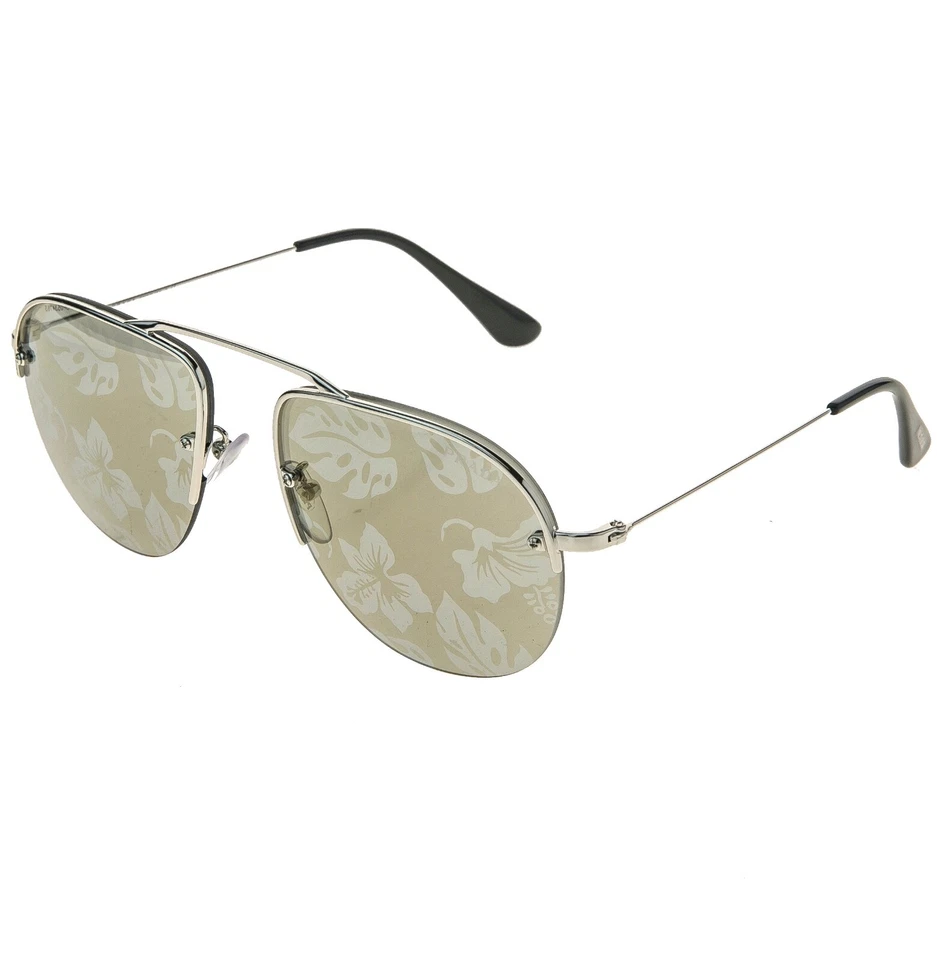 Gafas de sol PRADA TEDDY 58O PR58OS aviador plateado amarillo hibisco estampado espejo Foto 4 de 4