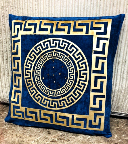 Multi Greek Circles border/keys Crystal Stone decorative Pillow Throw Cover - Picture 3 of 3