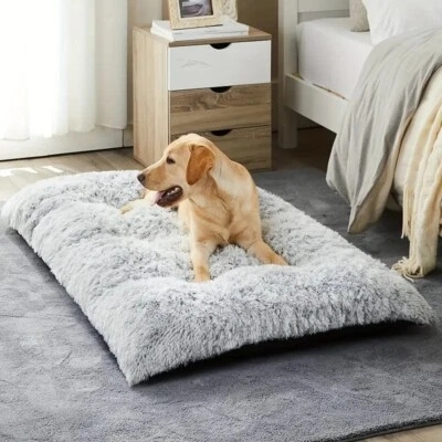 LIUWAZJ Large Warm Plush Dog Bed Mat Washable Calming Cushion for Pet Puppy For Dog Cat