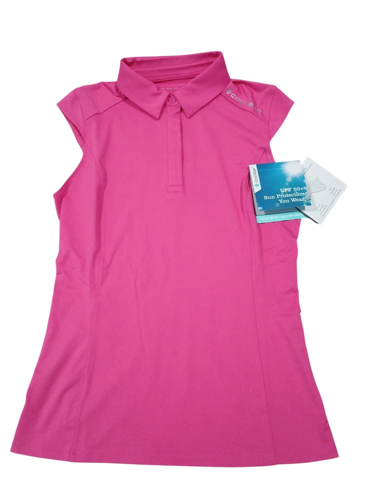 Coolibar Women's Dew Sweeper Sleeveless Golf Polo Pink XS UPF 50 NEW Active Wear