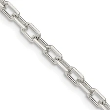Sterling Silver 3.5mm Diamond-cut Long Link Cable Chain Necklace