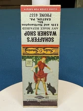 Schaeffer's Washer Shop Easton Pennsylvania Girlie Art VTG Matchbook Cover Lt#85