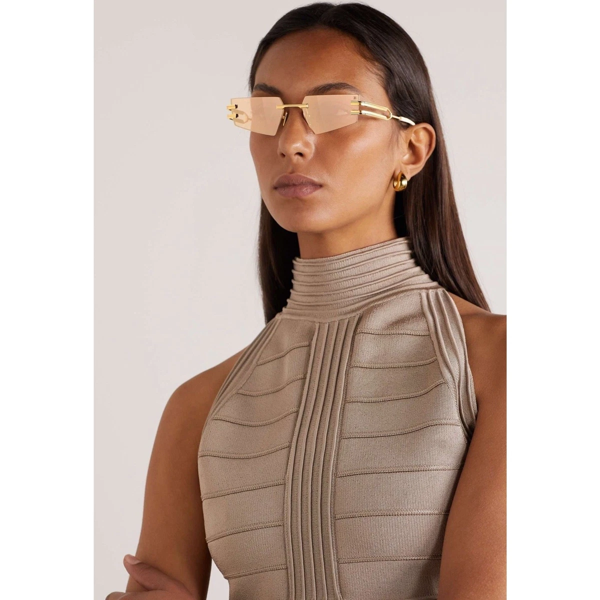 Balmain Women\'s BL2521 04 Havana/Gold Fashion Square Sunglasses 56mm BALMAIN BL2521B C04 Havana Gold, Brown/Gold Lens Sunglasses  main image 3