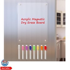 Acrylic Magnetic Dry Erase Board for Fridge, Clear Whiteboard for Refrigerato...