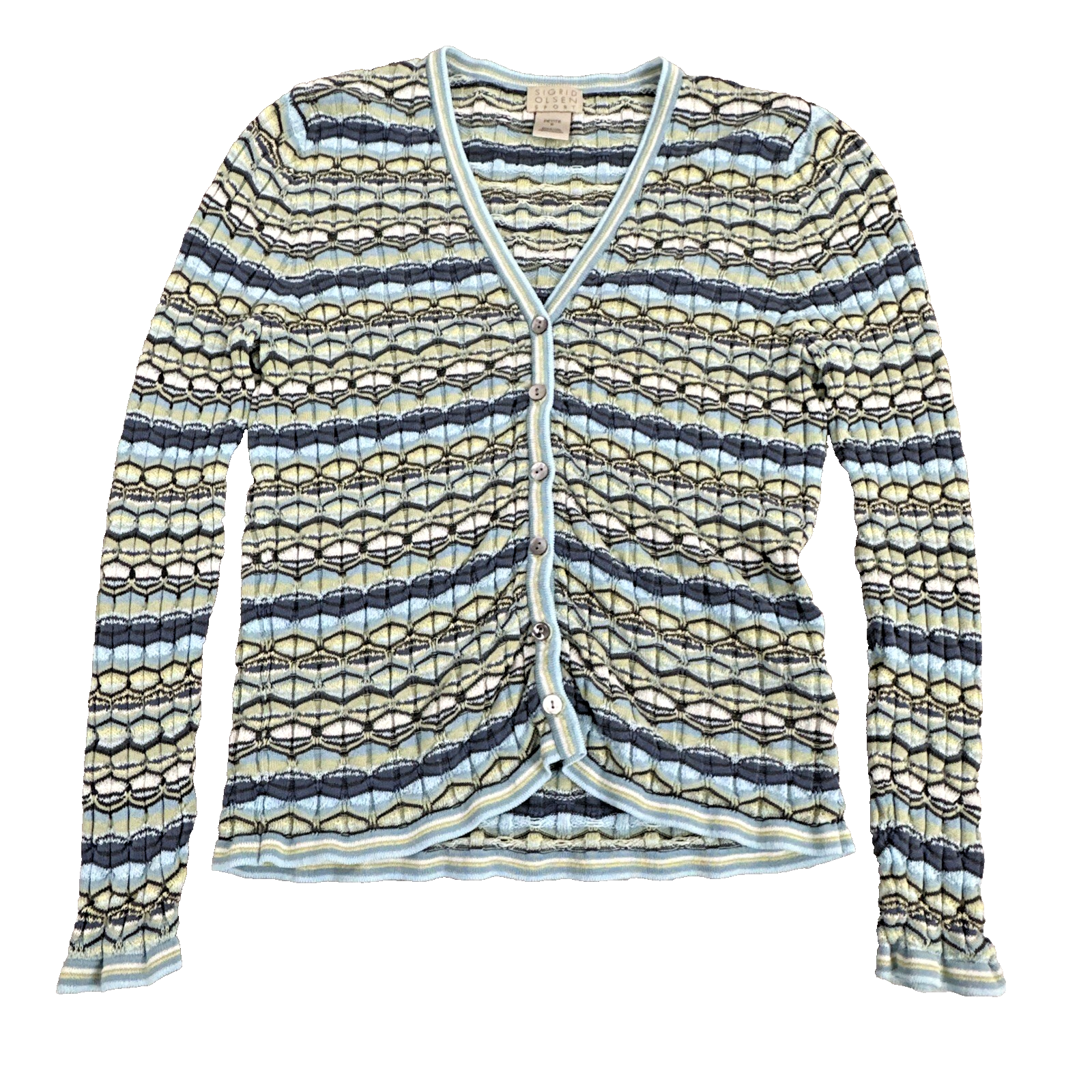 Sigrid Olsen Cardigan Sweater Women's PS Small Petite Boho Fairy Grunge Art Knit