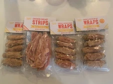 Lot Of 4 Trader Joe’s Dog Treats Chicken Breast Strips Rawhide/Chicken Wraps 2x2