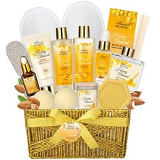 Luxury Home Spa Bath  Body Gift Set For Women, Honey Almond, 15-Piece