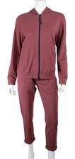 BRUNELLO CUCINELLI Mauve Pink Jersey Monili Zip Jacket Crop Pant Outfit Set S XS