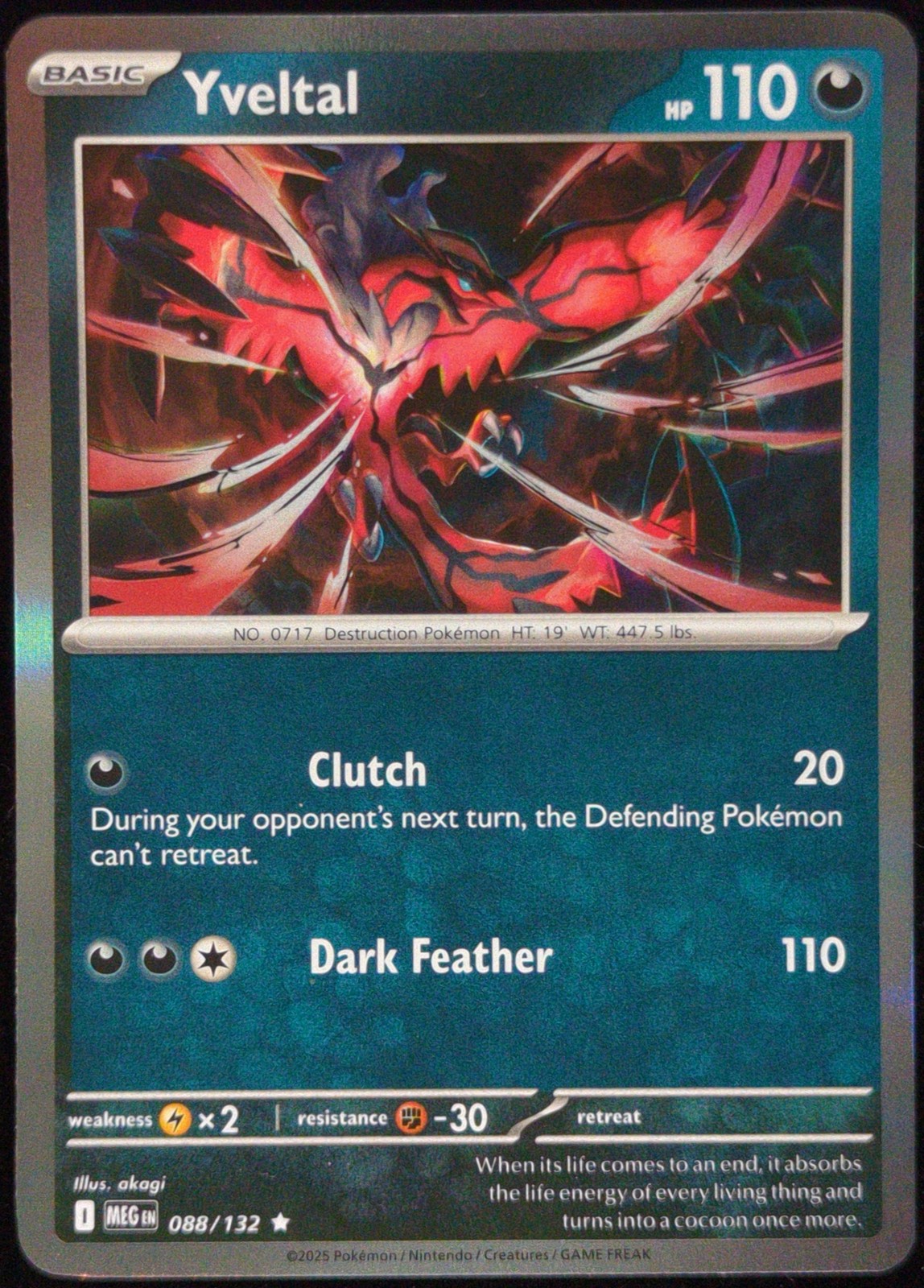 Yveltal 88/132 Rare Holo Mega Evolution - Pokemon TCG - Mint
