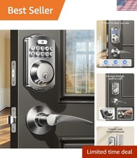 KS01B Keypad Door Lock with 2 Lever Handles Set, Satin Nickel Keyless Entry...
