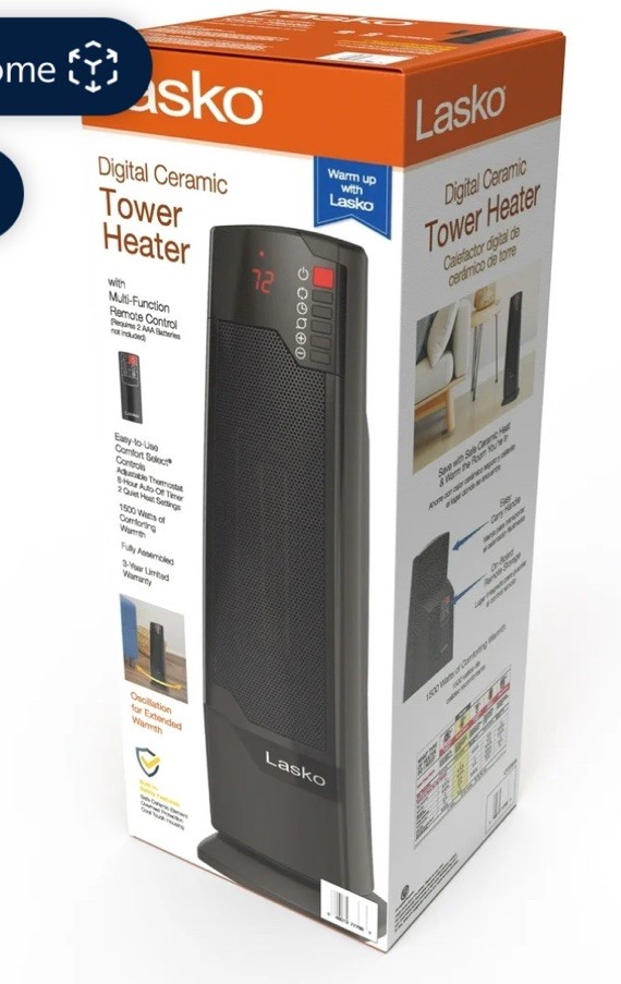 Lasko CT22835 1500W Oscillating Ceramic Tower Space Heater Lasko CT22835 1500W Oscillating Ceramic Tower Space Heater