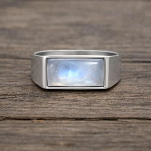 Solid 925 Sterling Silver Rainbow Moonstone Engagement Unisex Jewelry Ring
