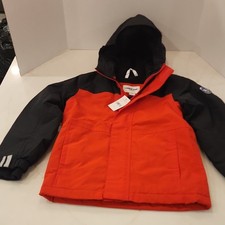 Lands' End Squall Kids Jacket XS Fiery Red Black Hooded Insulated Grow-A-Longs