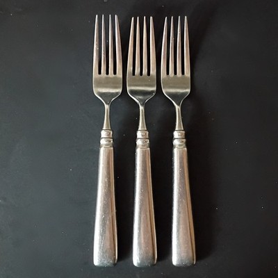 Lot of 3 Oneida Motif DINNER FORKS Satin Stainless Flatware Heirloom Cube Mark