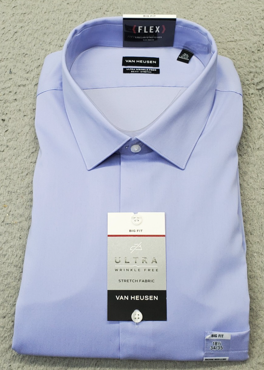 slim fit dress slacks Van Heusen Regular Fit Ultra Wrinkle Free Stretch FLEX Solid Dress Shirt in  White