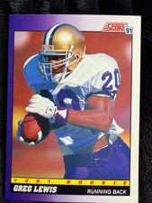 1991 Score Greg Lewis Rookie Football Trading Card #571 Running Back In Protecti