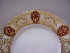 8 MINTON RAISED GOLD ENCRUSTED DECO NOUVEAU DINNER 10 INCH PLATES EXCELLENT COND