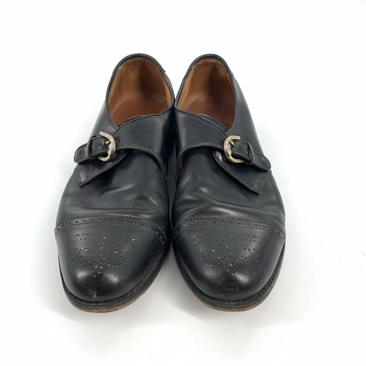 Allen Edmonds Hillsboro Mens 9.5 D Black Casual Monk Strap Gold Buckle Shoes Allen Edmonds Hillsboro Leather Monk Strap Dress Shoes Size  main image 2