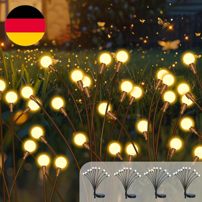 4 Stück Firefly Solarlampen Für Außen Garten, 10LED Solar Glühwürmchen Warmweiß,