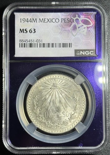 1944 Mexico Un Peso Silver — photo from the most recent tracked eBay sale