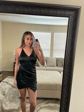 Black Satin Mini Dress