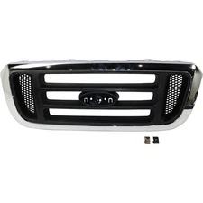 Grille For 2004-2005 Ford Ranger Chrome Shell w/ Black Insert Plastic