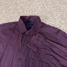 David Donahue Shirt Mens L Purple Button Down Long Sleeve Pocket Dress Shirt