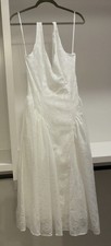 Fashion Nova White Floral Lace Midi Fit & Flare V-Neck Strappy Dress L