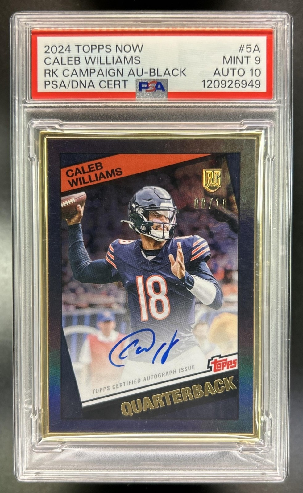 Caleb Williams Topps Now Rookie Campaign Autographs #5A Black