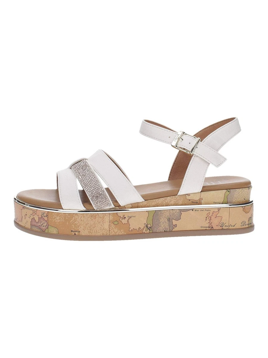 Sandali Donna con Tacco Alviero Martini 1A Classe in Pelle Marrone con Inserti Geo Classic E127 a sconto