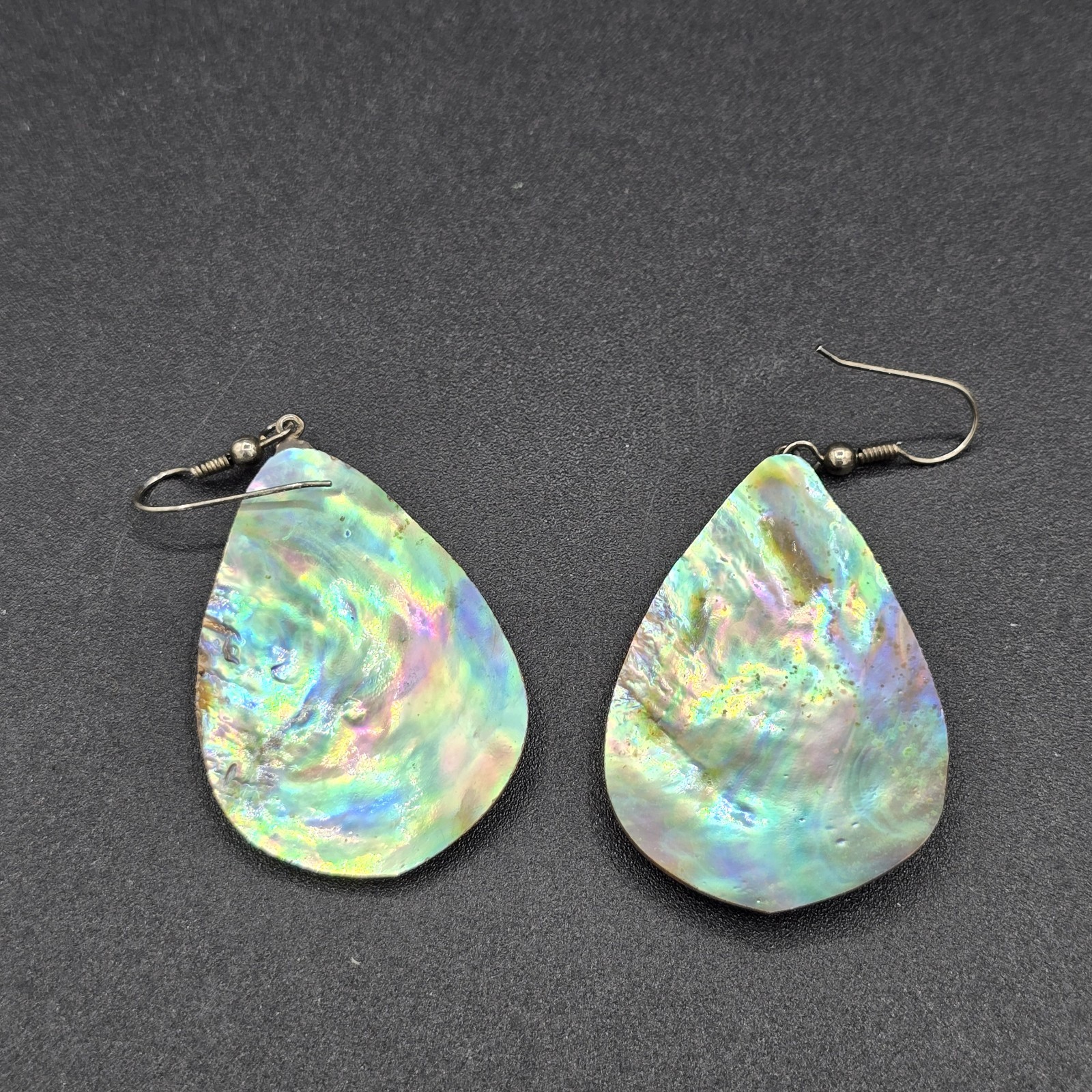 Vintage Earrings Dangle Abalone Shell Jewelry Fish - image 3