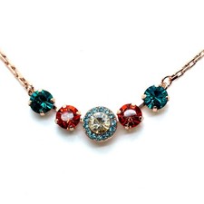 Necklace Pendant By Mariana Woman Adorable Blue Zircon and Red Swarovski Crys...