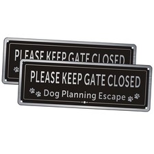 Please Close The Gate Metal Sign 3.5x9.8 Inch Dog Escape Aluminium 2 Pack