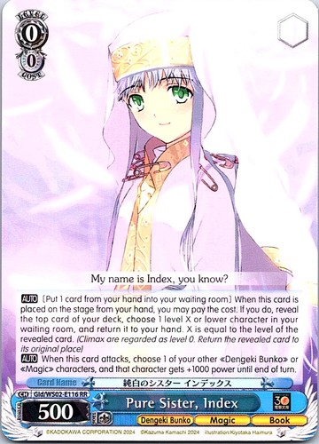 Pure Sister, Index Reverse Holo Double Rare Dengeki Bunko Gid/WS02-E116 RR NM
