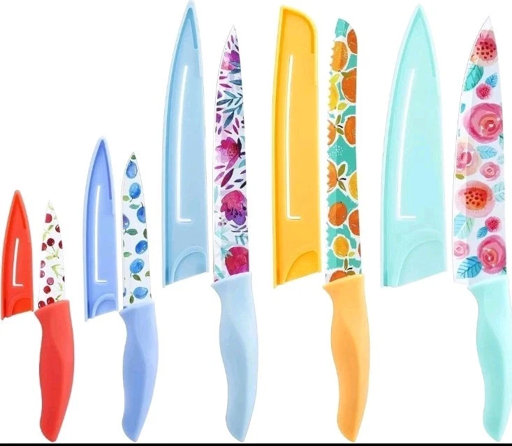 5 pc Floral Kitchen Knife Set Stainless Steel Nonstick Blades With Guards NIB
Opens in a new window