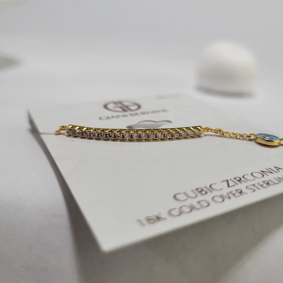 Pulsera Giani Bernini Circonita Cúbica Lineal Mal de Ojo Chapada en Oro 18k Plata NUEVO Foto 3 de 4
