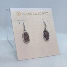 New Kendra Scott Lee Silver Drop Earrings In Multi-Color Drusy