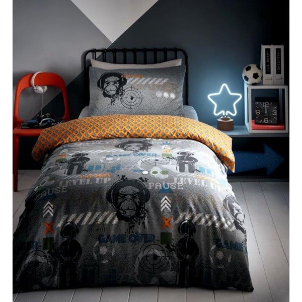 Harwood Gamer BettwäScheset Einzel Grau Leuchtend Im Dunkeln Polycotton Kinder-image