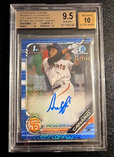 2019 Bowman 1st Alexander Canario   HTA CHOICE Blue Auto Refractor /150 BGS 9.5