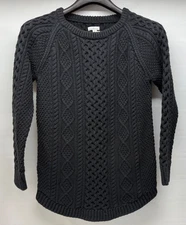 L.L. Bean Signature Womens Medium Cotton Fisherman Tunic Sweater Heavy Side Zips