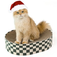 Cat Scratcher Cardboard,2 in 1 Oval Cat Scratch Pad Bowl Nest for Indoor Cats...