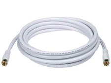 10ft RG6 75Ohm Quad Shield CL2 Coaxial Cable with F Type Connector White 6315
